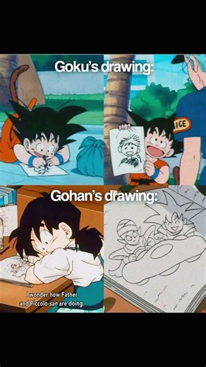 Goku vs gohan drawing which one is best🤔📊#goku#anime#dragonball#shorts