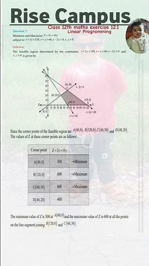Class 12th exercise 12.1 question number 7 #maths #exercise12 #linearprogramming #question7 #tricks