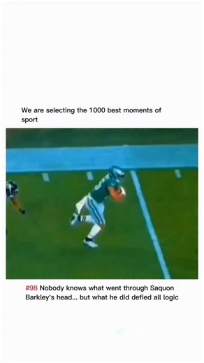 @momentsofsport26 on Instagram: "It was one of those moments that define an athlete. During an NFL game, Philadelphia Eagles running back Saquon Barkley took the ball and found himself face to face with a defender charging at full speed, ready to bring him down. Any player would have tried to dodge to one side. But Barkley did something no one expected: he jumped backward, literally leaping over the defender, landed on his feet, and kept running as if nothing had happened. The stadium erupted. R