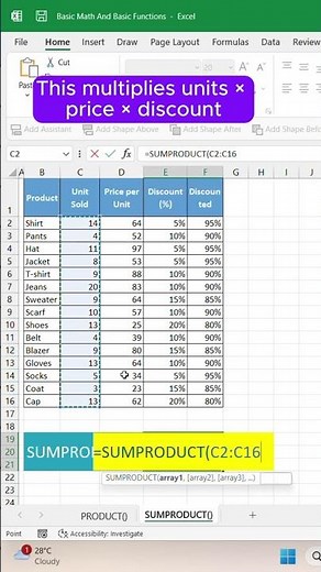 SUMPRODUCT Function in Excel | Multiply & Sum in One Step!