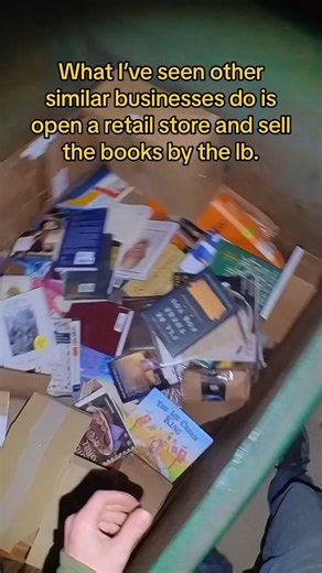 This company throws out any books that don't have sales history on Amazon. So so so many kids books end up in here. We take them and put them in little free libraries around our city. #dumspterdiving #books #waste #garbage #trash #book | Love in the Dumpster