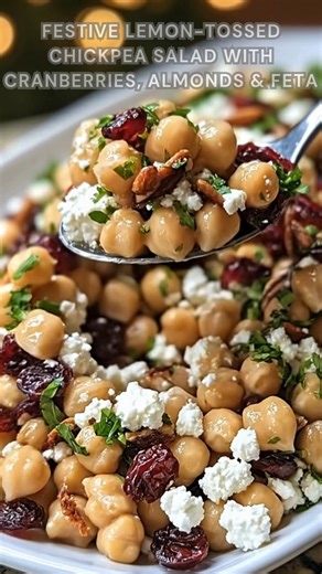 Chickpeas tossed bright with lemon zest, Dijon, and honey. Sprinkle feta, cranberries, and almonds on top. No cooking—just mix and chill for 10 minutes. Fresh, tangy, crunchy, and beautifully festive. Ingredients ➤ 2 cans chickpeas, drained and rinsed ➤ ½ cup crumbled feta ➤ ⅓ cup dried cranberries ➤ ¼ cup toasted sliced almonds ➤ 2 tbsp chopped fresh parsley FULLL Recipe in First Cօʍʍеոτ 👇👇 | Nessy Recipes