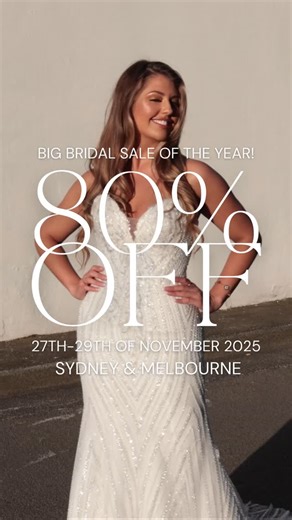 10K views · 13 reactions | ✨80% OFF BIG BRIDAL SALE! ✨Join us in our Melbourne and Sydney bridal stores for the biggest sale of the year from $500 on 27th - 29th of November or stock lasts only.⁠ ⁠ - Limited styles and stocks!⁠ - First come, first serve⁠ ⁠ From mermaid, A-line, fit and flare, and ballgowns, come and join us to find your perfect dress at an amazing price!! 懶⁠ ⁠ *T&C Apply | Christina Rossi Australia | Facebook