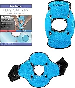 Brookstone Knee Ice Pack Wrap With Silica Beads - Hot and Cold Therapy for Pain Relief - Reusable for Swelling, Injuries, and Post-Surgery Recovery - Azure Blue