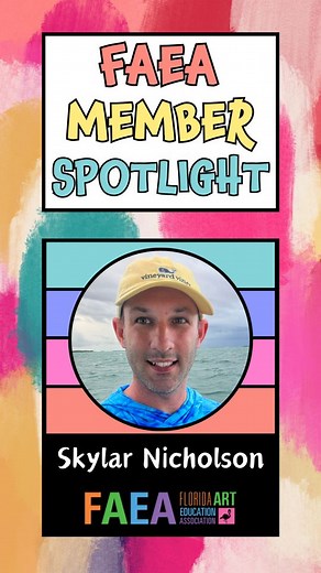 FAEA Member Spotlight - Mr. Skylar Nicholson is currently an Art Teacher at Country Oaks Elementary in Hendry County! Skylar Nicholson is the art teacher at Country Oaks Elementary in sunny LaBelle, Florida. Ever since college, Skylar’s dream has been to become an art teacher, and eight years later, that dream is thriving. Skylar still wakes up each morning excited to see what students will create and cherishes the daily interactions that make teaching art so rewarding. Believing every child des
