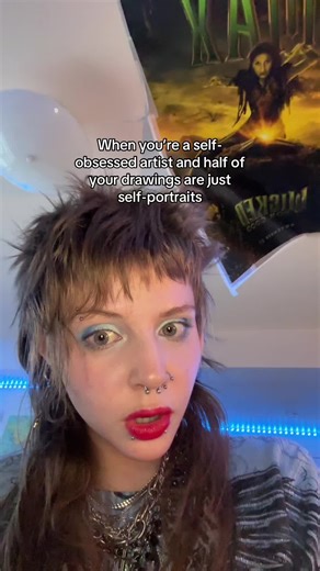 I love self-portraits omg my face is so drawable to me #sketchbook #selfportrait #artist #sketchbookpages #art