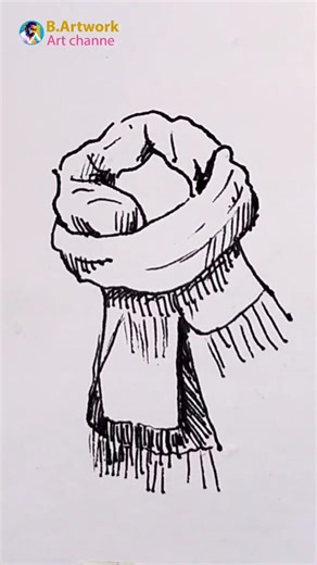 Muffler Drawing 🧣 Easy Step by Step #Drawing #Art #Short #B.artwork