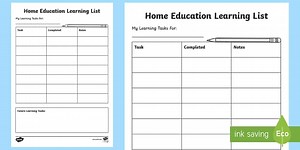 Home Education Learning Checklist