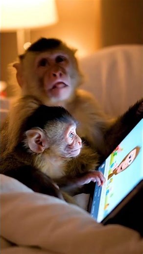 Monkey Dad Takes the Tablet – Baby Gets Upset