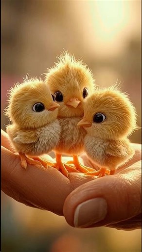 Three Baby Chicks Cuddling on a Human Hand 🐥💛 | Ultra-Realistic 3D Animation | Heartwarming Moment