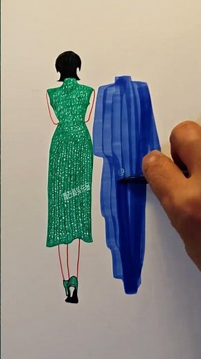 Fun And Simple Line Drawings~Use Toilet Paper To Draw A Beautiful Girl In Blue Cheongsam!