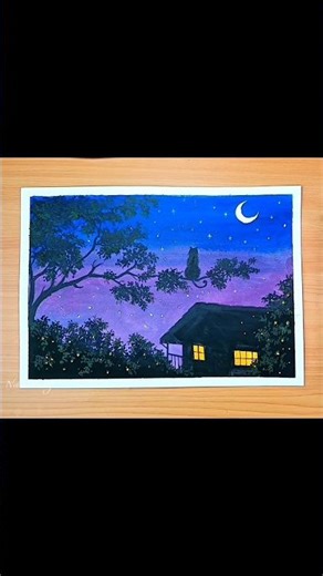 Easy Painting / Easy Starry Night Painting #shorts #painting #art #acrylicpainting #night