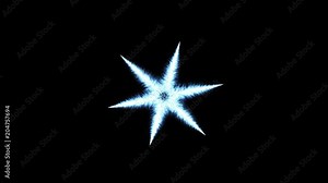 Snowflake appears on the black background. Christmas and New Year Holidays backdrop. Winter themed abstract particle animation of freezing and dissolving ice patterns. VFX design element. 4K ultra HD
