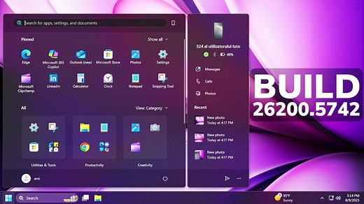 【新开始菜单】微软今天宣布推出 Windows 11 25H2 最新版 Build 26200.5742（Dev）系统更新：移动设备伴侣、新设置和修复