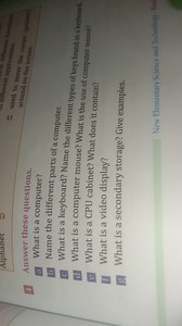 Questions:a. What is a computer?b. Name the different parts... | Filo