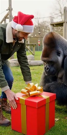 This Christmas Gift Made a Gorilla Wild....😂🦍 #funny #gorillatagfun #christmas #christmasgifts #zoo