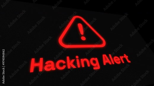 hacking alert blinking on screen a loop concept footage 4k