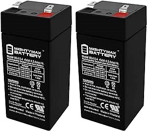 Mighty Max Battery 4 Volt 4.5 Ah Battery for Zareba 2 Mile Fence Solar Charger - 2 Pack
