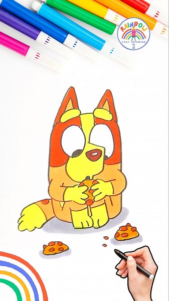 Bluey Drawing Simple | Draw Bluey Bingo Eating Cookie 🌈🐶 #bluey #short #drawing #cookie #forkids