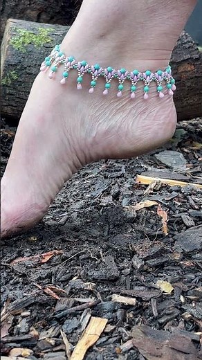 Beaded anklet . Tutorial up on my channel , seed beads howlite & superduo ankle bracelet #beading