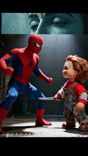Spiderman attacks chucky doll #chucky #spiderman