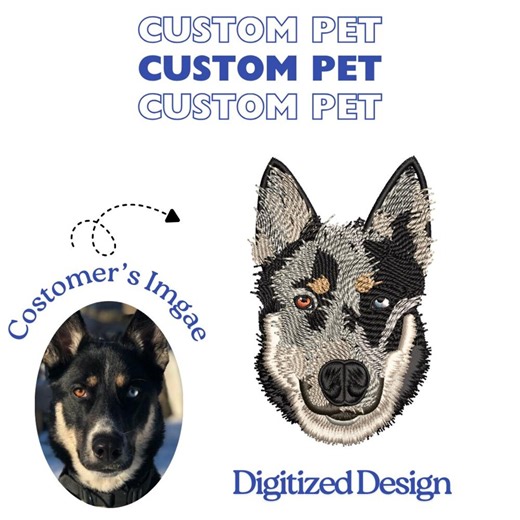 Custom Pet Embroidery Design, Personalized Pet Face and Pet Name Embroidery File, Pet Digitizing, Picture Digitizing, Personalized Pets - Etsy
