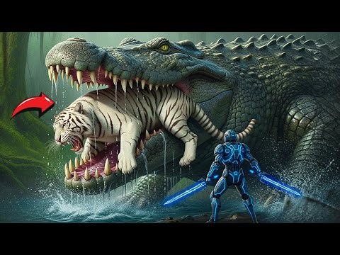 Cyborg Rescue Team Confronts MEGA CROCODILE to Save the White Tiger 🐊⚡🐅