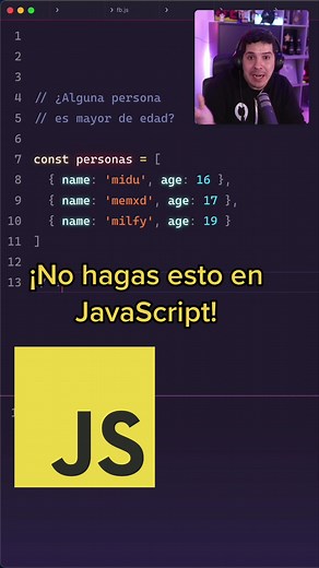 No cometas este error en JavaScript al buscar si un objeto de un array de objetos cumple una condición. Usando some te ahorras código y se entiende mejor. #programador #programadorjunior