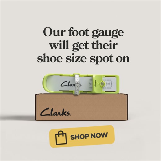 Find their fit at home. Use our foot gauge to get their shoe size spot on. | Clarks Shoes