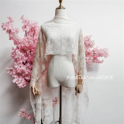 Soft Lace Wedding Shawl, Bride Neck Scarf, Elegant Full Lace Bridal Scarf Shawl Wrap - Etsy