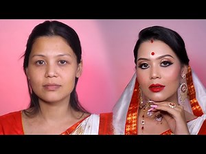 monolid eye makeup tutorial | Quick Simple and Easy Bridal | Long Lasting base | ‪@pkmakeupstudio‬