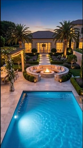 🔥Exploring backyard design ideas | pool, fire pit & landscape transformation 😳✨
