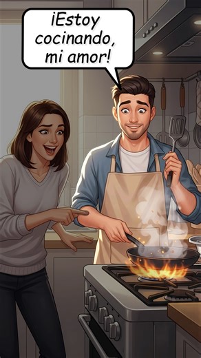 When the Husband Cooks for the First Time 😂 | Funny Spanish Conversation for Beginners