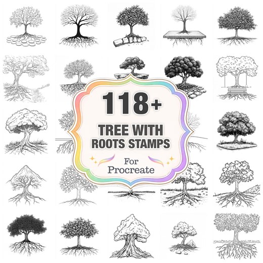 118  Tree Roots Procreate Stamps, Roots Png Bundle, Instant Download - Etsy