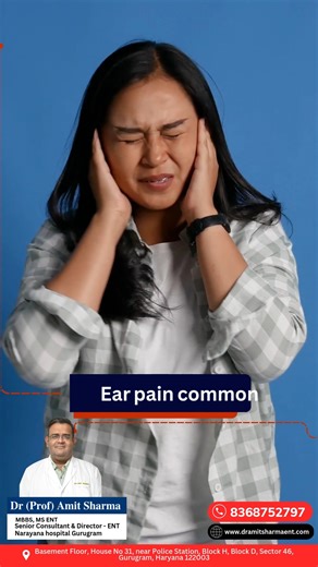 (Prof) Dr Amit Sharma on Instagram: "Ear pain is a common problem that can be caused by infection, wax buildup, cold and flu, or pressure changes. The pain may be mild or severe and can sometimes affect hearing. Timely examination and proper treatment help prevent complications. Avoid self-medication, and consult an ENT specialist if symptoms persist or worsen. #EarPain #ENTCare #HearingHealth #EarInfection #ENTSpecialist #HealthAwareness"