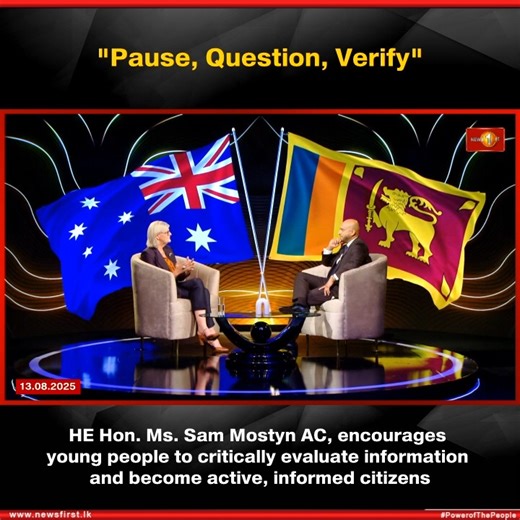 "Pause, Question, Verify": HE Hon. Ms. Sam Mostyn AC encourages young people to critically evaluate information and become active, informed citizens Australia’s Governor-General HE Sam Mostyn in an exclusive interview with Chevaan Daniel- "Leadership in a Modern & Multicultural Democracy". #CMG #GovernorGeneralofAustralia #News1st #lka #SamanthaJoyMostyn #ChevaanDaniel | Newsfirst.lk English