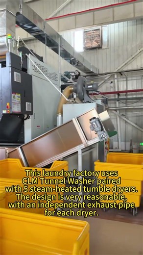 CLM Tunnel Washer + 5 Steam Tumble Dryers | Smart Laundry Factory Layout & Efficient Drying