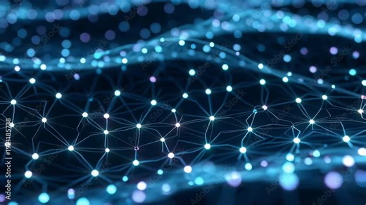 Glowing neural network connections in dark futuristic digital space. For AI/SaaS hero sections, tech startup websites, machine learning presentations, cybersecurity visuals