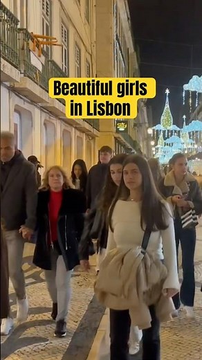 Lisbon night walking tour in 4k beautiful lively streets and people