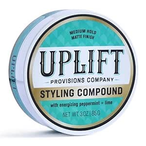 Uplift Provisions Company Styling Compound - Hair Clay Pomade with a Natural, Matte Finish and Medium Hold - Versatile Styling Clay for Men or Women 3 oz