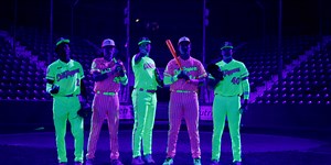 Collegiate summer teams play first 'Cosmic Baseball' game