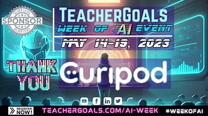 🌟 We have an exciting announcement to make! A big thank you to our amazing sponsor, Curipod, for powering up the 'Week of AI' LIVE event! Join the growing movement of teachers who are transforming their classrooms with interactive lessons filled with creativity, reflection, and critical thinking. ✨📚 Curipod provides innovative tools and resources to help educators create engaging learning experiences. Discover the possibilities at www.curipod.com and get ready to take your teaching to the next