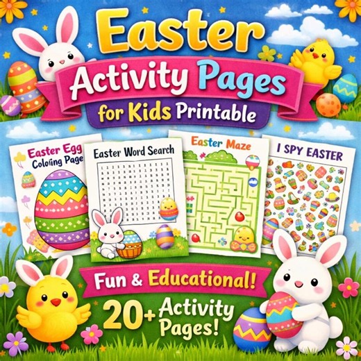 Easter Activity Pages for Kids | Printable Games, Coloring (PDF Download) - Etsy