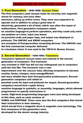 Generations Of Computers (part-1)