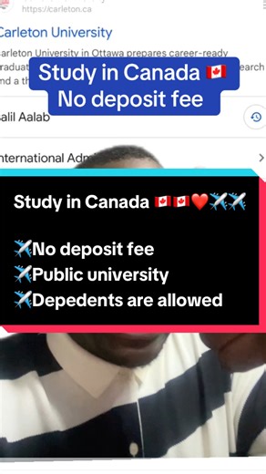 Njukang Roosevelt on Instagram: "Study in Canada with no deposit fee Carleton university in Canada has no Deposit fee , the application fee is $200 CAD and admission processing time is 2 weeks maximum Program: masters in engineering only Please if you are interested, kindly send us an email here: admissions@educationbreach.com You are welcome to Canada 🇨🇦 #njuroose #cameroontiktok🇨🇲 #canada_life🇨🇦 #viraltiktok #foryoupage❤️❤️"