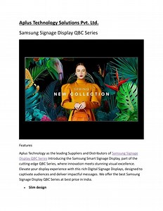 Samsung Signage Display QBC Series | Aplus Technology Solutions - SlideServe