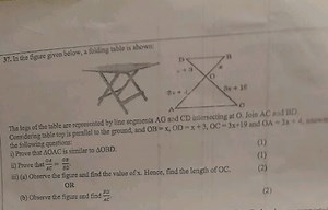 In the figure given below, a folding table is shown:The legs ... | Filo