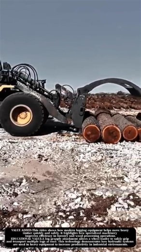 Powerful Log Grapple Wheel Loader Moving Heavy Timber! #shorts