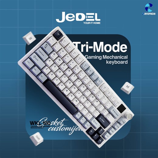 ✨ Jedel WKL-100 – Compact & Powerful Tri-Mode Keyboard ✨ ➤ 75% Compact Tri-Mode Keyboard (Bluetooth / 2.4G / USB-C) 🔄 ➤ Hot-Swappable Yellow Linear Switches ⌨️ ➤ Per-Key RGB Lighting 🌈 ➤ Control Knob Mini Display 🎛️ ➤ Perfect for Gaming & Productivity ⚡ Price:5500TK #jedelwkl100 #mechanicalkeyboard #TriModeKeyboard #rgbkeyboard #gamingkeyboardbd #TechAccessoriesBD#gamersetupbd #KeyboardEnthusiast#minimalsetup #gaminggear #BangladeshTech #cryotechbd | CryoTech