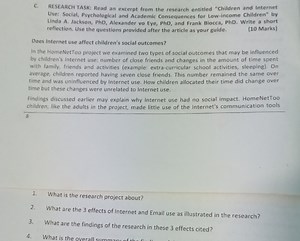 Research Reflection TaskRead the following excerpt from the r... | Filo